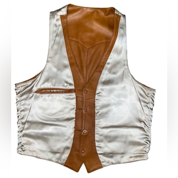 Vintage Continental Leather Fashions Mens Western Hippie Style Two Pocket Vest - Picture 7 of 15